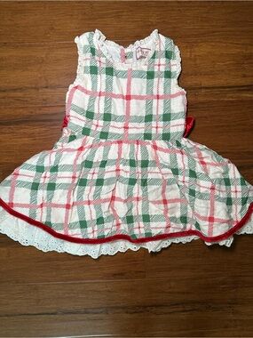 cheeky plum Plaid Cotton & Linen Christmas Heirloom Lace-Trim Twirl
